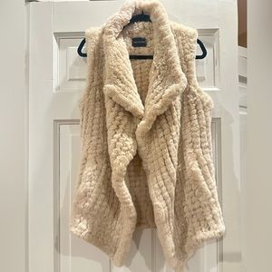 Dolce Cabo faux rabbit fur coat vest jacket pockets ski super warm